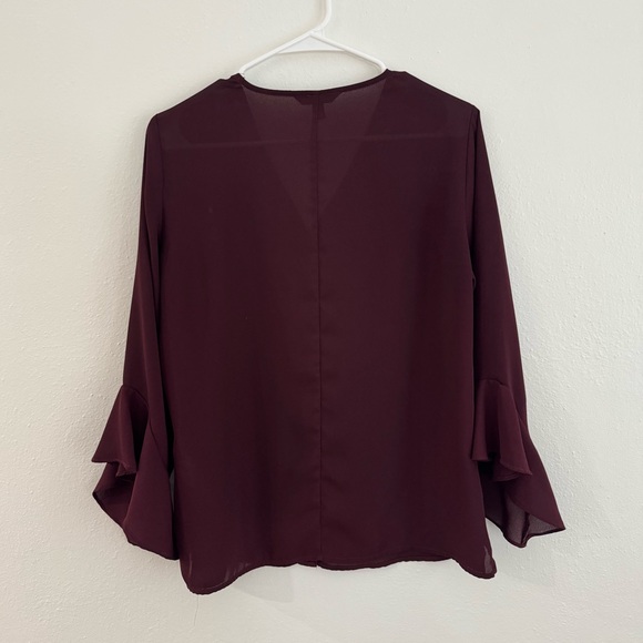 Banana Republic Burgundy Blouse with Flared Sleeves - Picture 2 of 3